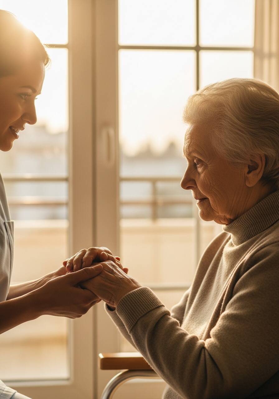 Caregiver with patient